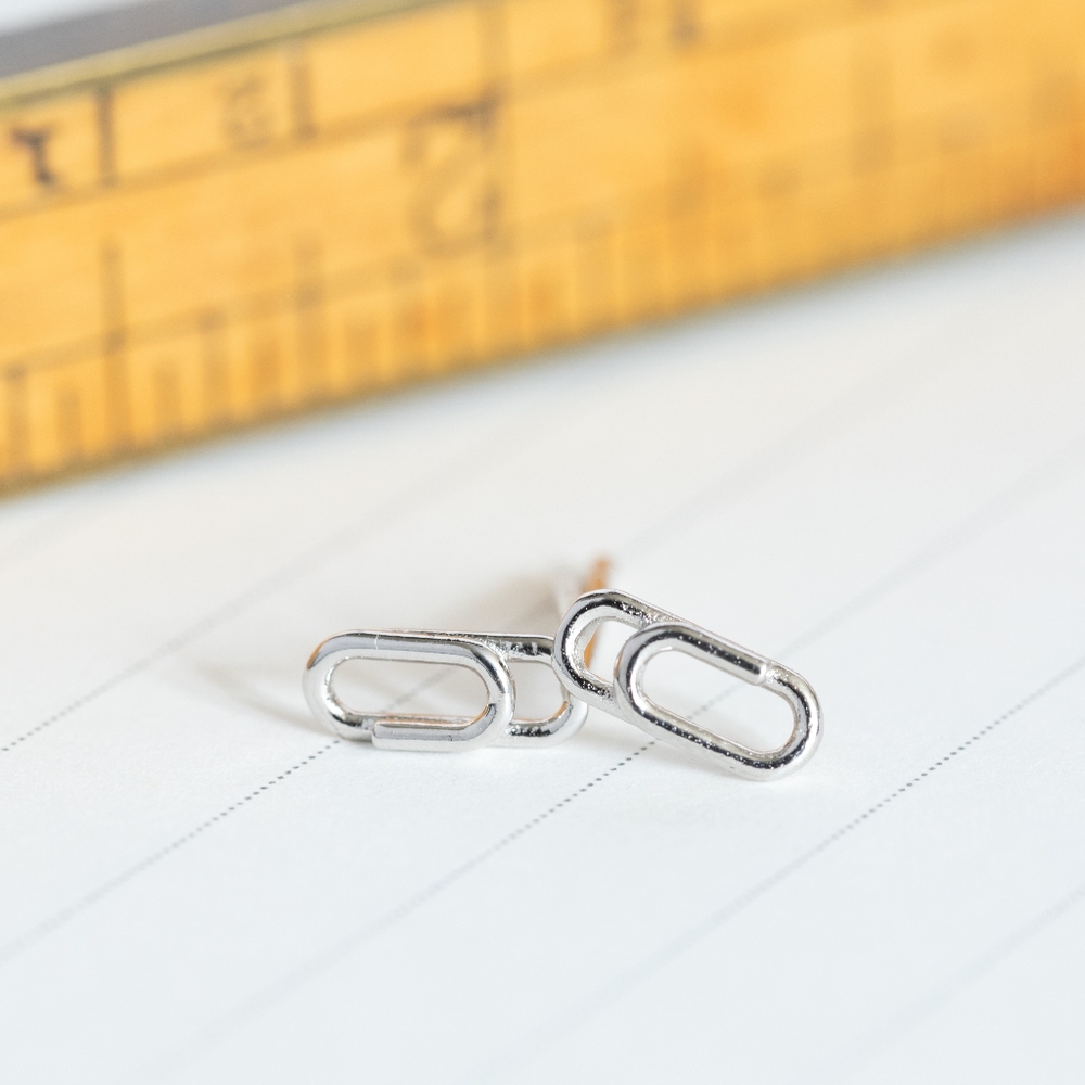 Teeny Paperclip Earrings (S925)